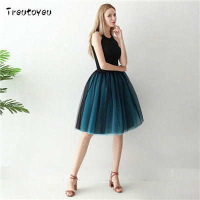Baletni tutu suknja, dvobojna crno-crvena, plisirana, s 7 slojeva mrežaste tkanine, visoki struk, gradski stil
