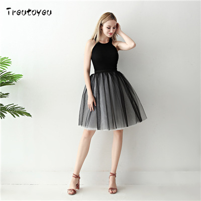 Baletni tutu suknja, dvobojna crno-crvena, plisirana, s 7 slojeva mrežaste tkanine, visoki struk, gradski stil