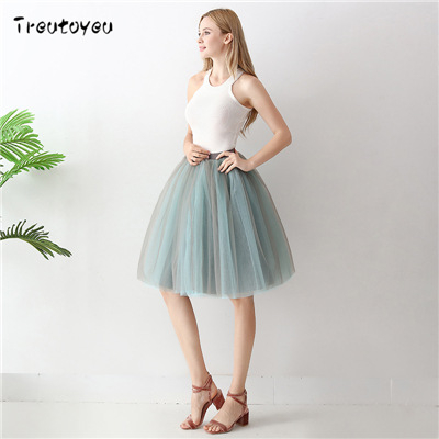 Baletni tutu suknja, dvobojna crno-crvena, plisirana, s 7 slojeva mrežaste tkanine, visoki struk, gradski stil