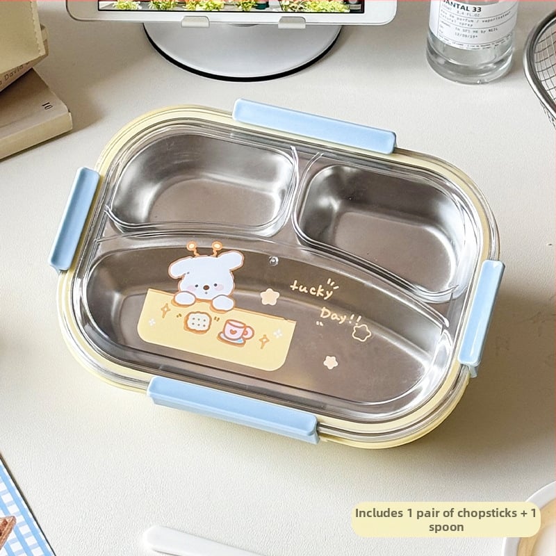 Кутия за обяд от 304 неръждаема стомана, с разделени отделения и изолация, микровълнова съвместима, за ученици, 501-800 ml