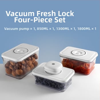 Правоъгълна кутия за съхранение на храна, комплект от 4 части, обем 800–1000 ml, материал AS, запазва свежест