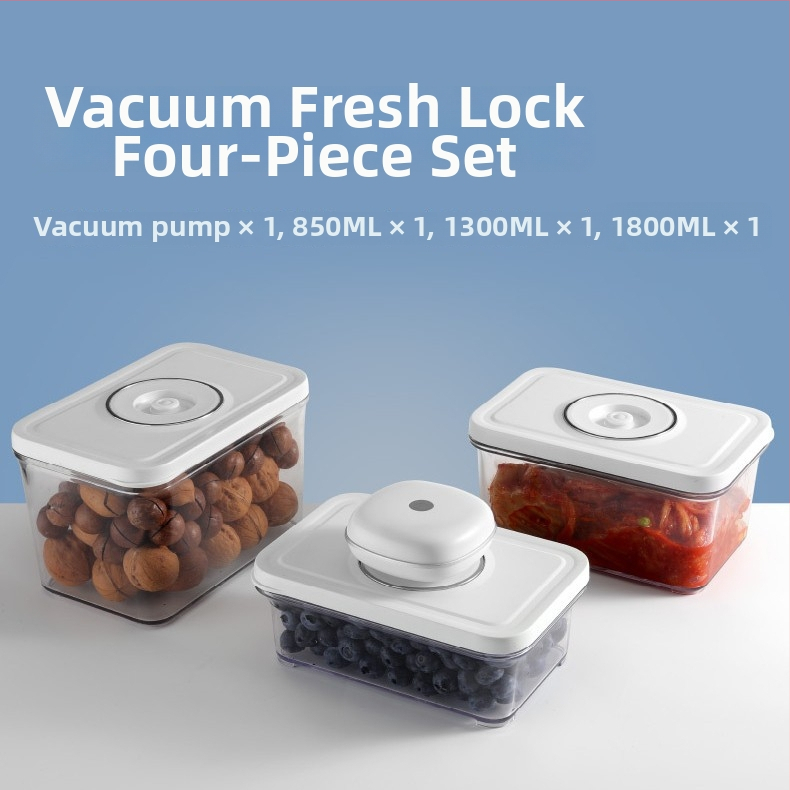 Правоъгълна кутия за съхранение на храна, комплект от 4 части, обем 800–1000 ml, материал AS, запазва свежест