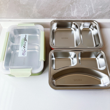 304 неръждаема стомана, изолиран ланч бокс, правоъгълна форма, капацитет 800-1000 ml, 2 или 3 отделения, за ученици