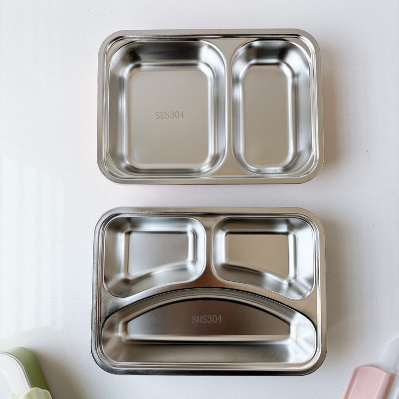 304 неръждаема стомана, изолиран ланч бокс, правоъгълна форма, капацитет 800-1000 ml, 2 или 3 отделения, за ученици