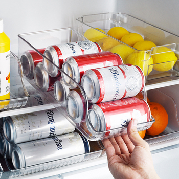 Organizator za hladnjak – izvlačna kutija od PET-a za limenke i boce, prozirna, 12 L, model Small/Large