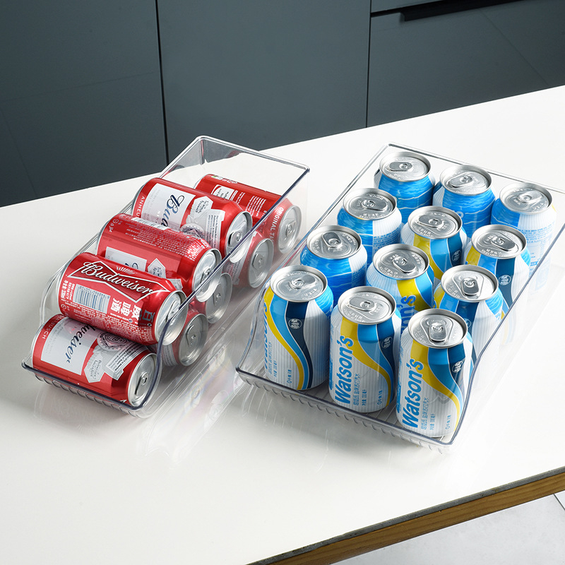 Organizator za hladnjak – izvlačna kutija od PET-a za limenke i boce, prozirna, 12 L, model Small/Large