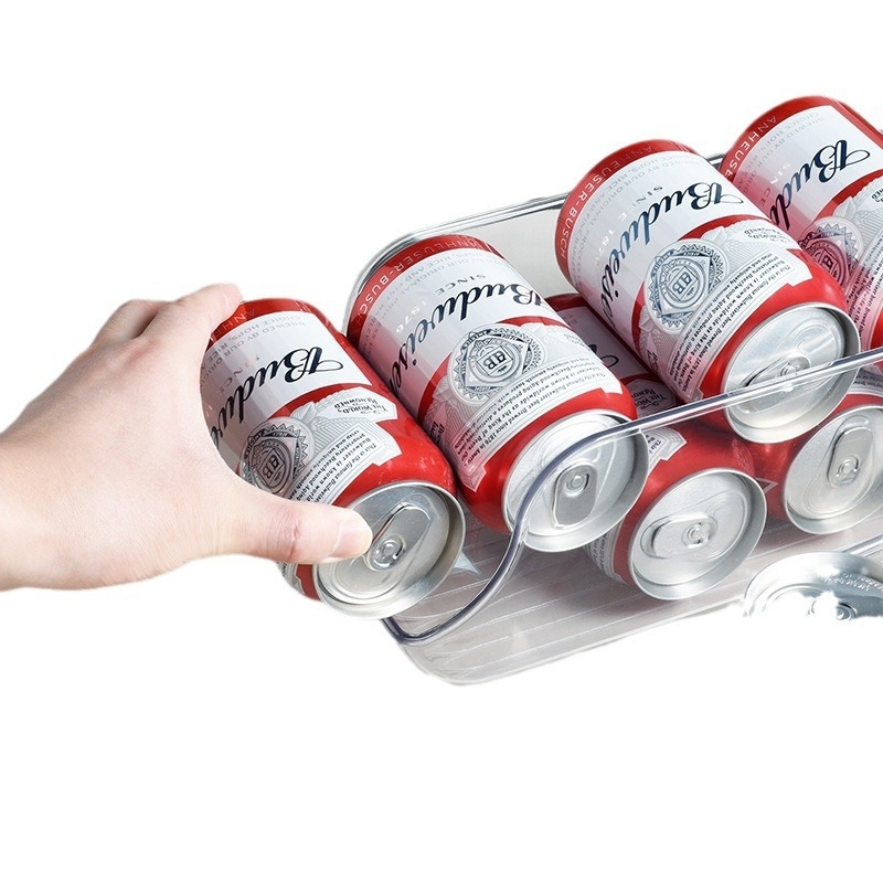 Organizator za hladnjak – izvlačna kutija od PET-a za limenke i boce, prozirna, 12 L, model Small/Large