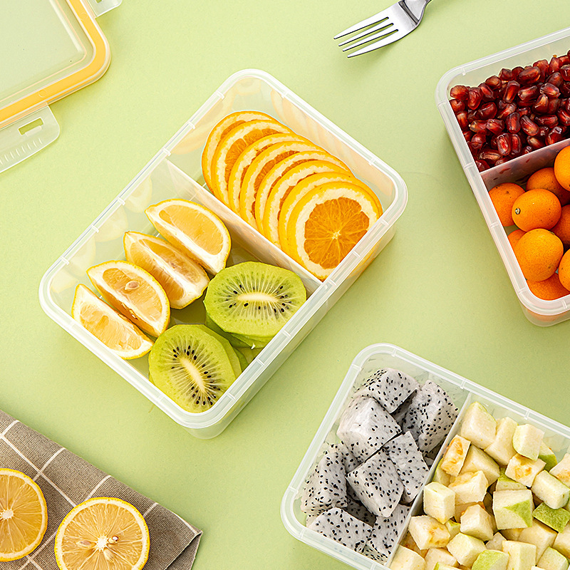 Криспер кутия за кухненско съхранение със запечатан капак, квадратна, 501–800 ml, подходяща за микровълнова, пластмасова