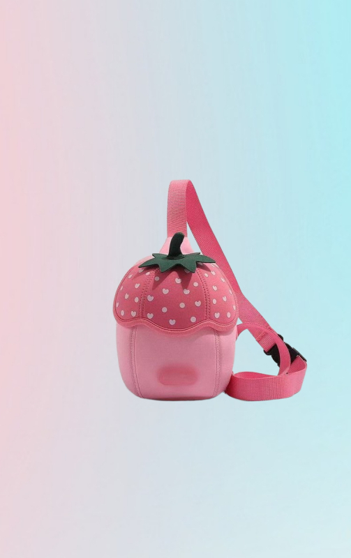 Unisex dječja crossbody torba s voćnim uzorkom, prozračna konstrukcija od poliestera i podstava od poliestera, za vrtić, proljeće 2025