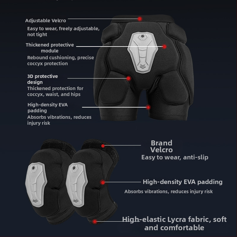 Vnútorné ochranné vybavenie na lyže: chrániče bokov a kolien, materiál silikón-lycra, pre mužov aj ženy, na lyže a snowboard