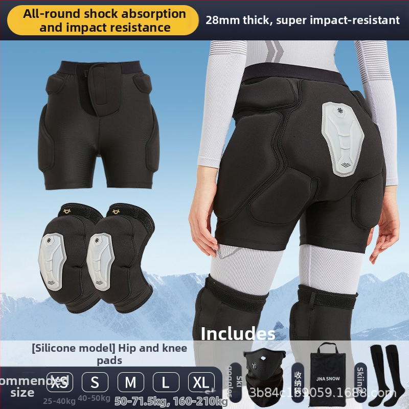 Vnútorné ochranné vybavenie na lyže: chrániče bokov a kolien, materiál silikón-lycra, pre mužov aj ženy, na lyže a snowboard