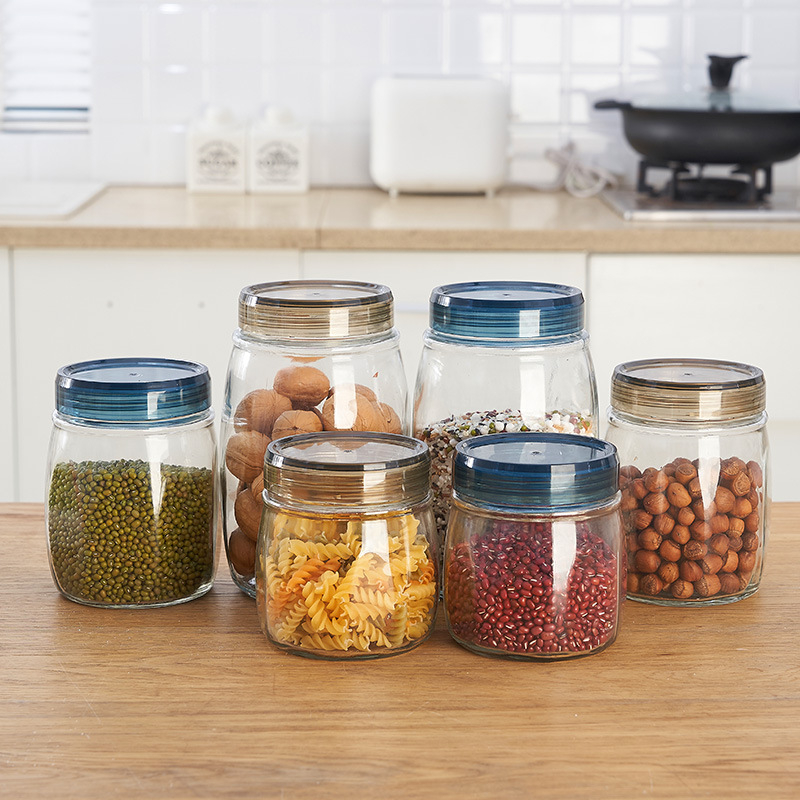 Γυάλινο σφραγιζόμενο δοχείο αποθήκευσης με καπάκι, χωρητικότητα 1–2 L, μη συμβατό με φούρνο μικροκυμάτων, δυνατότητα προσαρμογής ετικέτας