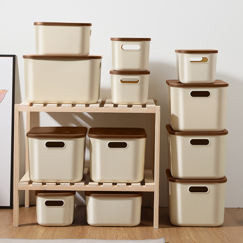 Cutie de depozitare pentru birou, plastic PP5, 15L capacitate, stil japonez, organizator monocrom