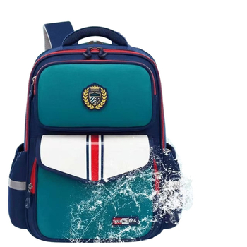 Училищна раница с печатно лого — унисекс, за 3–4 клас, полиестер; (Материал: полиестер; Функции: дишаща, водоустойчива, ултра-лека, антибактериална; Презрамки: въздушна възглавница; Модел: карикатура)