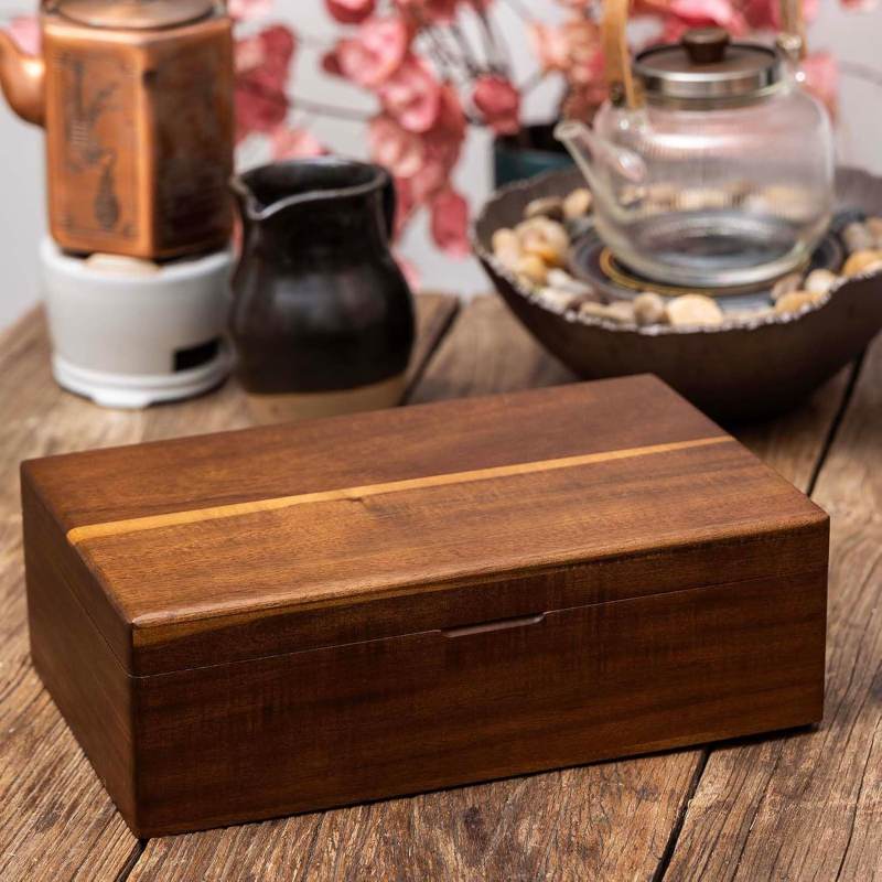 Ξύλινο κουτί αποθήκευσης για τσάι, με σχέδιο σπίτι, οργανωτής με διαμερίσματα και αναδιπλούμενο καπάκι, χωρητικότητα 2 L, μοντέρνο μινιμαλιστικό στυλ