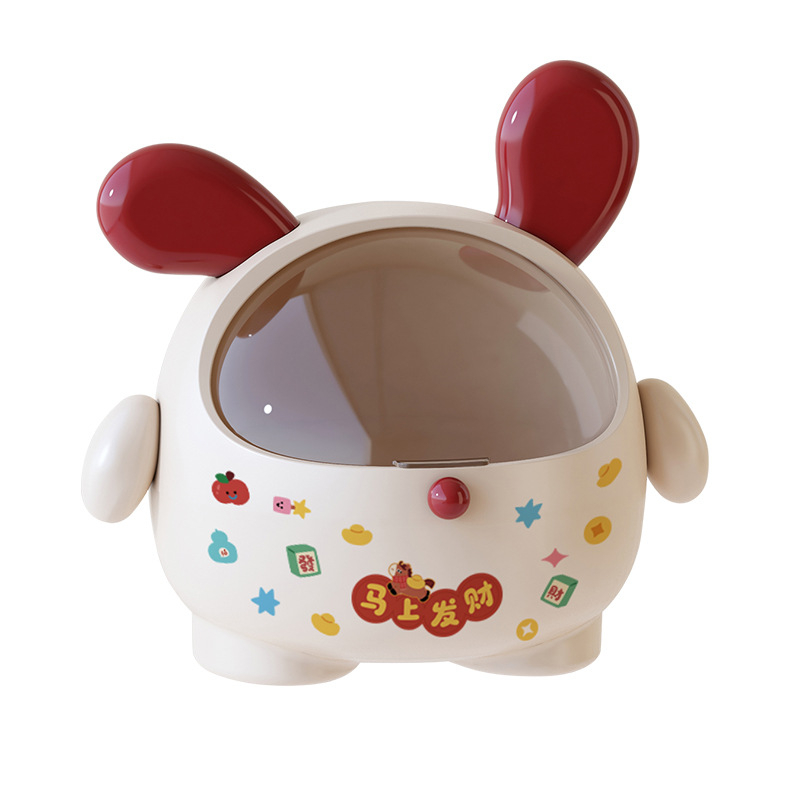 Κουτί αποθήκευσης γραφείου CY3 Dundun Dog, πλαστικό PP+PET, χωρητικότητα 10, με καπάκι, στυλ καρτούν για το Νέο Έτος