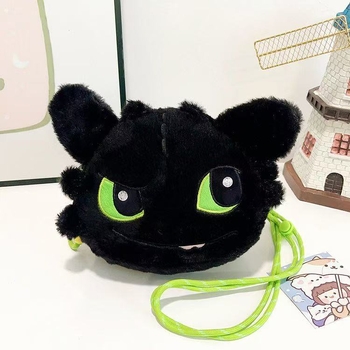 Plišana torbica za rame Toothless, crtani film How to Train Your Dragon, unisex, baršun materijal, anime uzorak, pamuk podstava