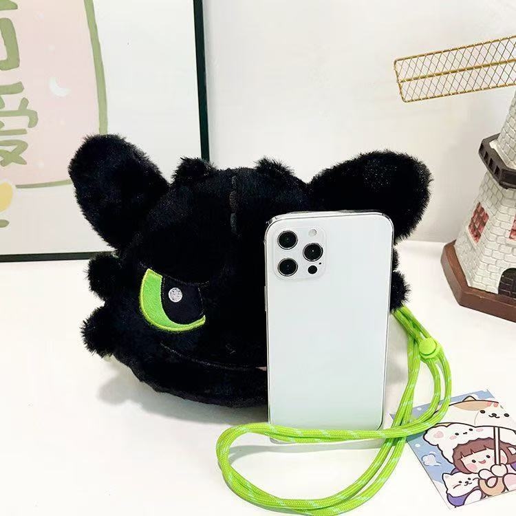 Plišana torbica za rame Toothless, crtani film How to Train Your Dragon, unisex, baršun materijal, anime uzorak, pamuk podstava