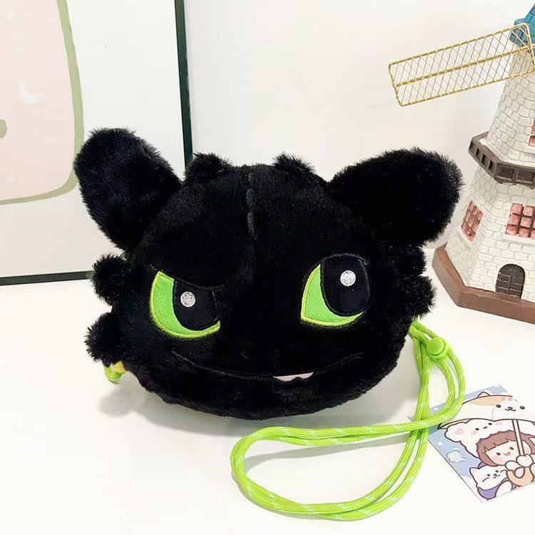 Plišana torbica za rame Toothless, crtani film How to Train Your Dragon, unisex, baršun materijal, anime uzorak, pamuk podstava
