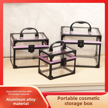 Prozirna kozmetička kutija od aluminijske legure - 3-dijelni set, čvrsto kućište, vodootporan poklopac