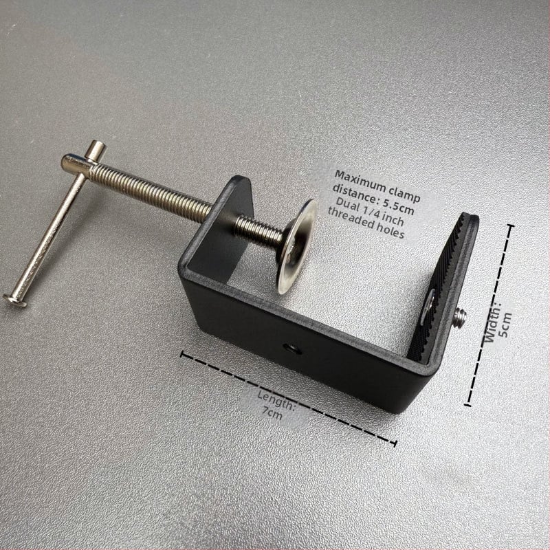 Βάση επιτραπέζιας κάμερας με κλιπ σε σχήμα C, κράμα μετάλλου, βίδα 1/4 ίντσας, παν-tilt