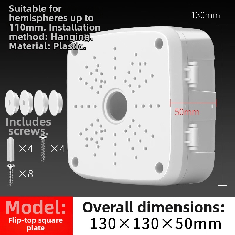 Štvortvorová plastová spojovacia skrinka, vodotesná a prachotesná, so stropným montážnym držiakom pre vedenie káblov (Model WD005)