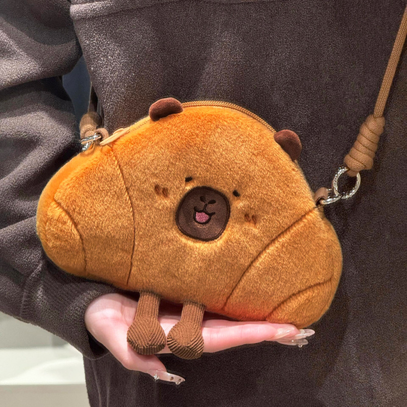 Kapibara pliš torbica za crossbody – ultra lagana, životinjski uzorak, dječji crtani stil, materijal pliš, podstava poliester