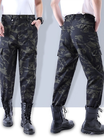 Камуфлажни работни панталони, свободен крой, прави крачоли, издръжливи за открити строителни условия, унисекс, за възрастни, пролет-лято-есен