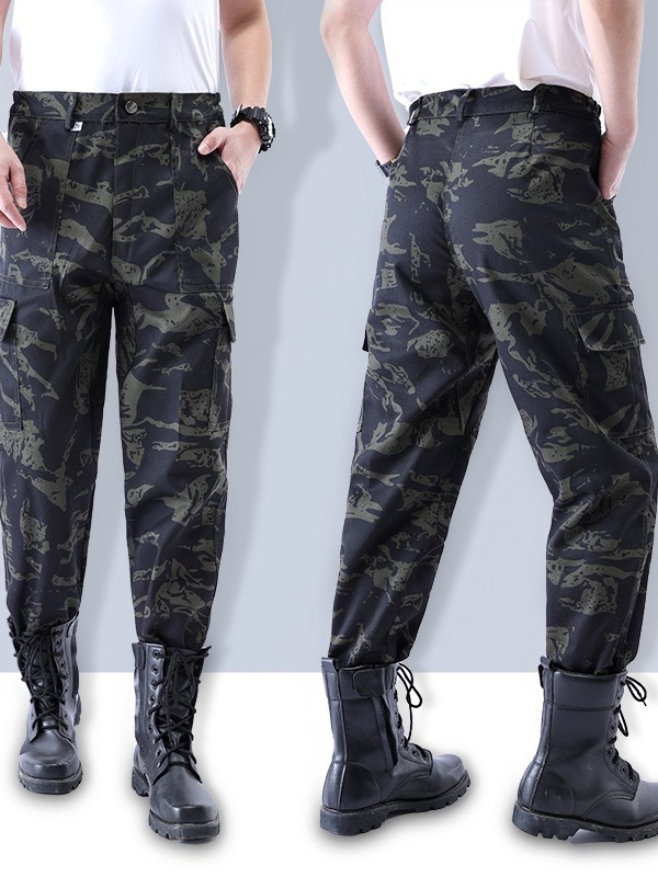 Камуфлажни работни панталони, свободен крой, прави крачоли, издръжливи за открити строителни условия, унисекс, за възрастни, пролет-лято-есен