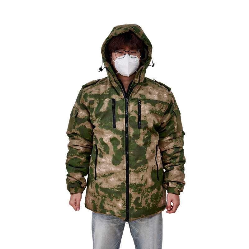 Vanjska pamučna jakna s kamuflažnim uzorkom, punjenje od pamuka, toplа i vjetrovita (dva komada, unisex, zima)