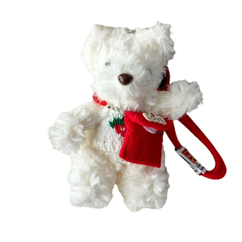 Charm din pluș pentru geantă cu ursuleț Teddy – desen animat, stil coreean, design original, plastic/rășină, semi-manual, primăvara 2025