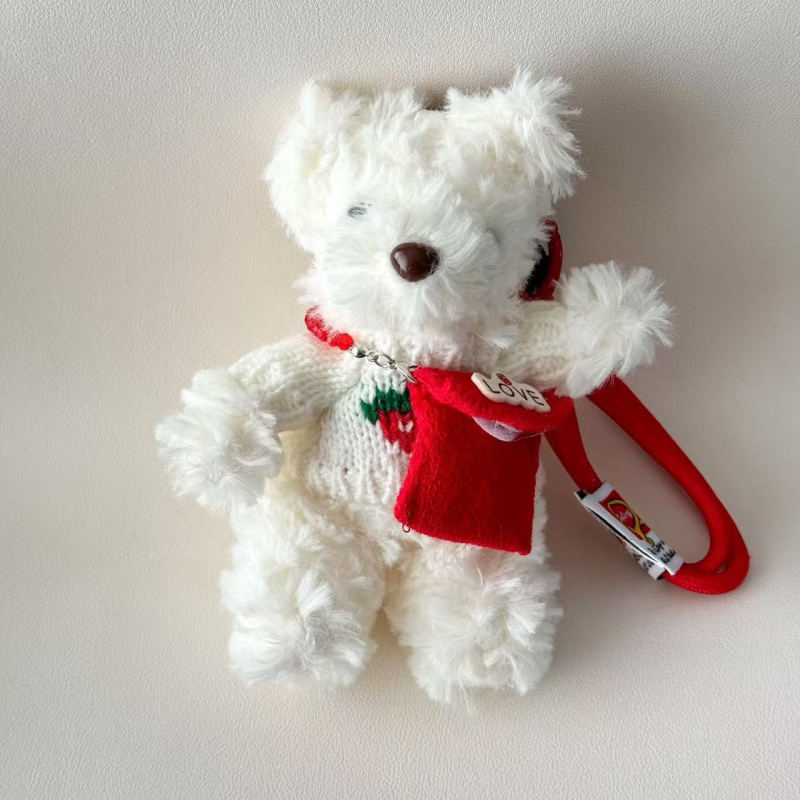 Charm din pluș pentru geantă cu ursuleț Teddy – desen animat, stil coreean, design original, plastic/rășină, semi-manual, primăvara 2025