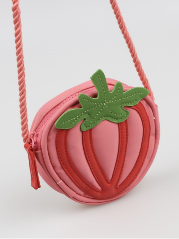 Nova kožna torbica u obliku ružičaste jagode, trodimenzionalni dizajn, pogodna za djecu ili žene kao crossbody ili torba preko ramena