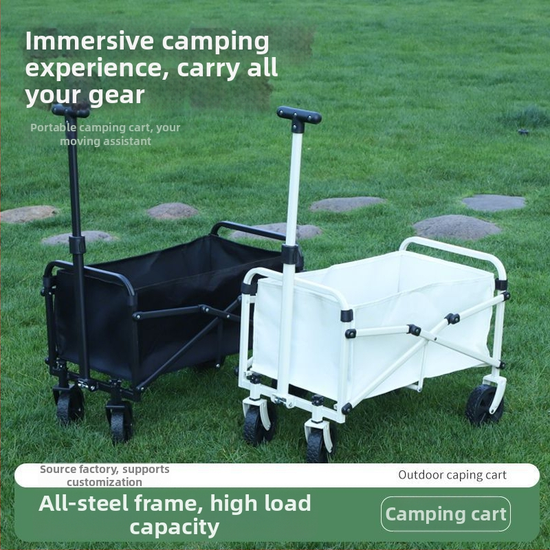 Skladajúci štvorkolový vozík s železným rámom, prenosný skladovací vozík s potlačou loga a prispôsobením