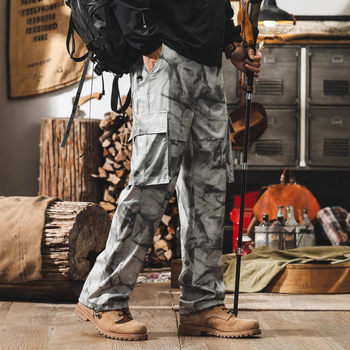 Мъжки камуфлажни панталони за работа, леки и дишащи, полиестер-еластан 93%/7%, ниска талия, прав силует