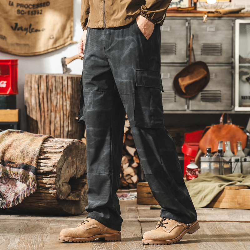 Мъжки камуфлажни панталони за работа, леки и дишащи, полиестер-еластан 93%/7%, ниска талия, прав силует