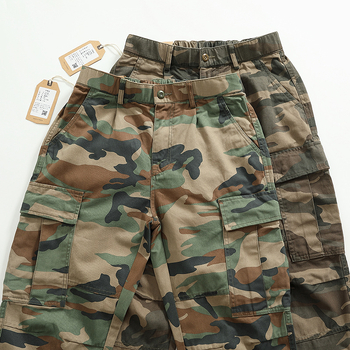 Ежедневни работни панталони с камуфлажен принт, военен стил, свободен прав крой, множество джобове, полиестерна смес