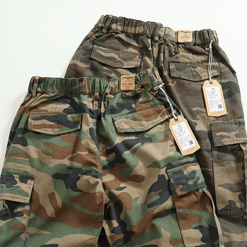 Ежедневни работни панталони с камуфлажен принт, военен стил, свободен прав крой, множество джобове, полиестерна смес