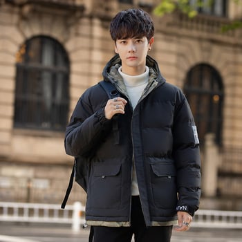 Muški zimski kaput s punjenjem pamuka, kapuljačom, rajsferšlusom, debela izolacija, korejski stil