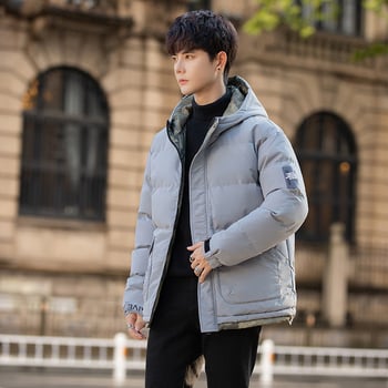 Muški zimski kaput s punjenjem pamuka, kapuljačom, rajsferšlusom, debela izolacija, korejski stil