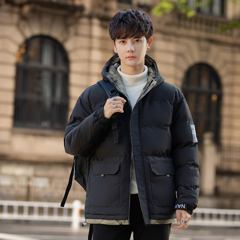 Muški zimski kaput s punjenjem pamuka, kapuljačom, rajsferšlusom, debela izolacija, korejski stil
