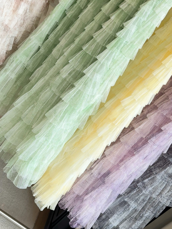 Cake suknja u gradijentu boja, srednja dužina, poliester, japansko-korejski opušten stil