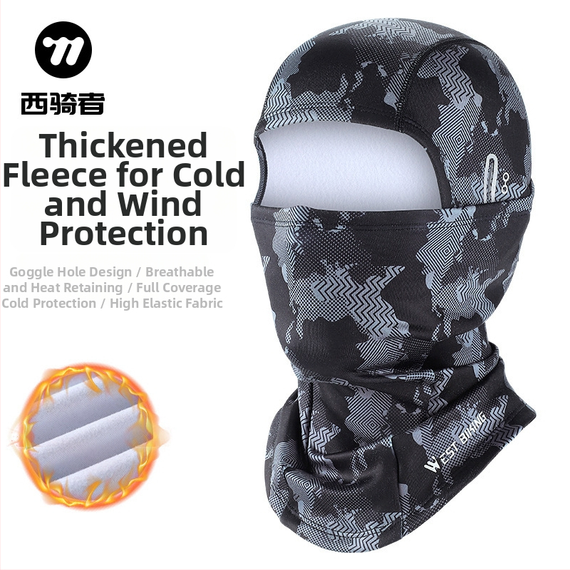 Cyklistická maska - Kamufláž, Termická, Vetruodolná, S fleecovou podšívkou, Poliester