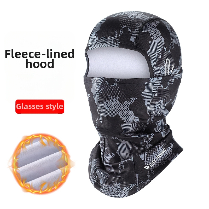 Cyklistická maska - Kamufláž, Termická, Vetruodolná, S fleecovou podšívkou, Poliester