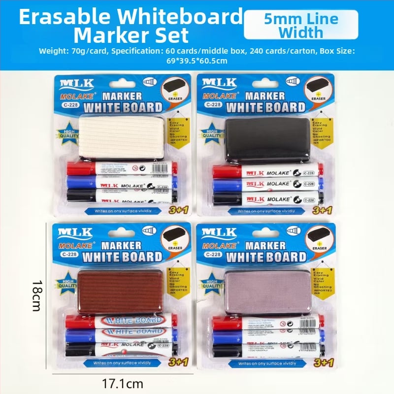 Модел 882: пластмасови маркери за бяла дъска, водно-базирани, изтриваеми, връх 0,55 мм, комплект от три броя