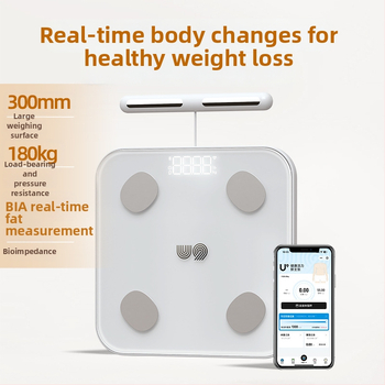 Bluetooth-om podržana vaga za mjerenje tjelesne masnoće, kompatibilna s Androidom i iOS-om, mjeri tjelesnu masnoću i vodu, USB punjenje, raspon težine 0,1-180 kg, ploča od kaljenog stakla