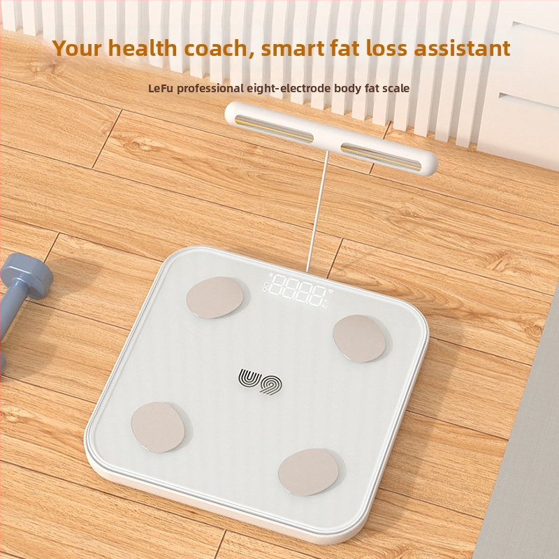 Bluetooth-om podržana vaga za mjerenje tjelesne masnoće, kompatibilna s Androidom i iOS-om, mjeri tjelesnu masnoću i vodu, USB punjenje, raspon težine 0,1-180 kg, ploča od kaljenog stakla