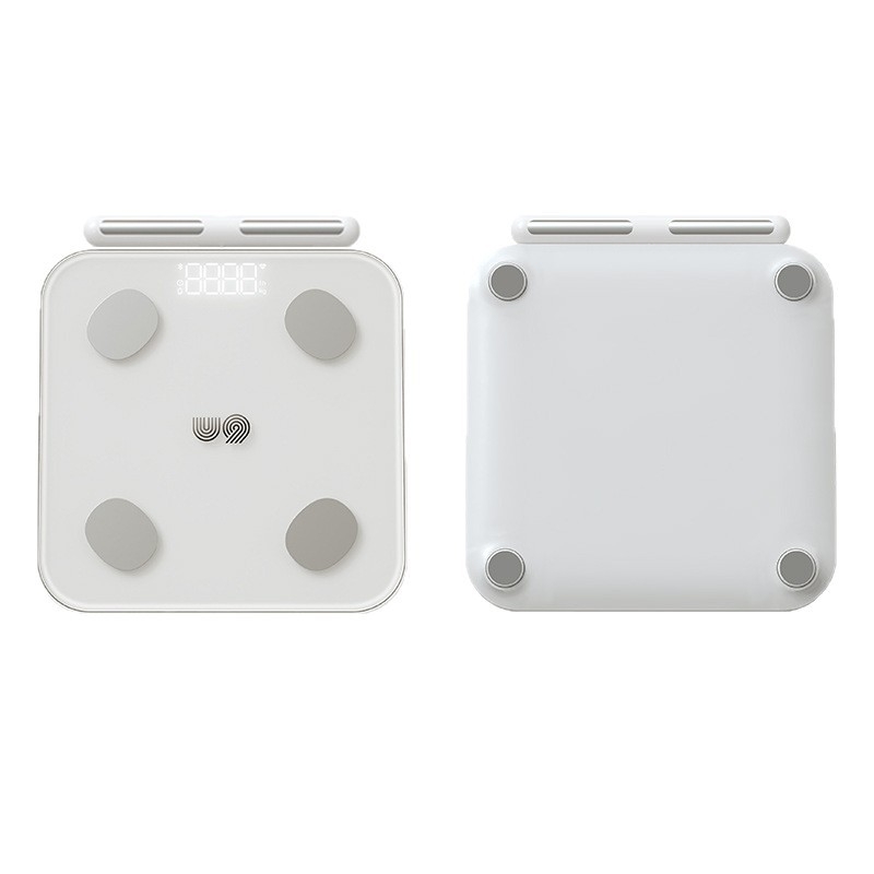 Bluetooth-om podržana vaga za mjerenje tjelesne masnoće, kompatibilna s Androidom i iOS-om, mjeri tjelesnu masnoću i vodu, USB punjenje, raspon težine 0,1-180 kg, ploča od kaljenog stakla