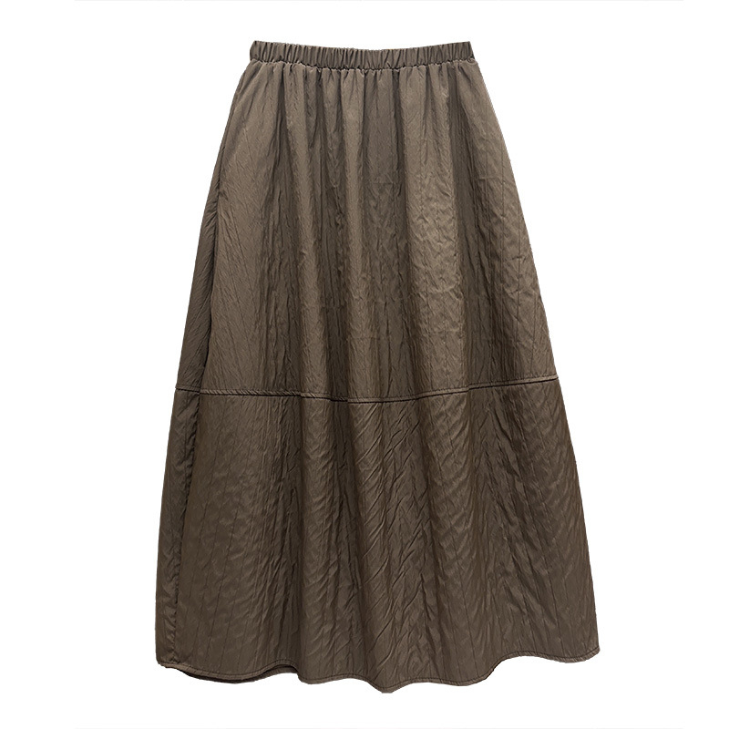 Duga suknja u stilu kišobrana, elastični pojas, prugasti uzorak, poliester-nijlon smjesa, književno-retro stil.