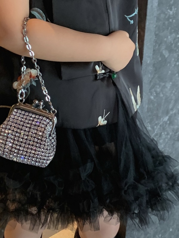 Rhinestone mini pénztárca lánccal, crossbody stílus, általános iskolás lányoknak, ultra könnyű és vízálló